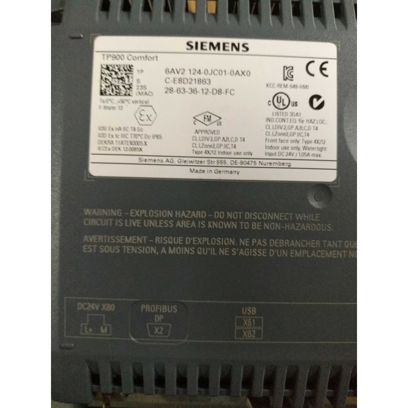 Siemens 6AV2124-0JC01-0AX0 TP900 Comfort 9.0 Inch TFT HMI Panel | High-Resolution Touchscreen | Reliable Industrial Automation