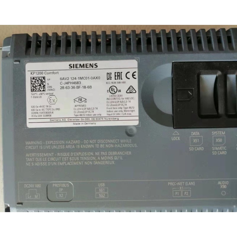 Siemens 6AV2124-1MC01-0AX0 KP1200 Comfort 12.1 Inch TFT Operator Panel | High-Resolution Touchscreen