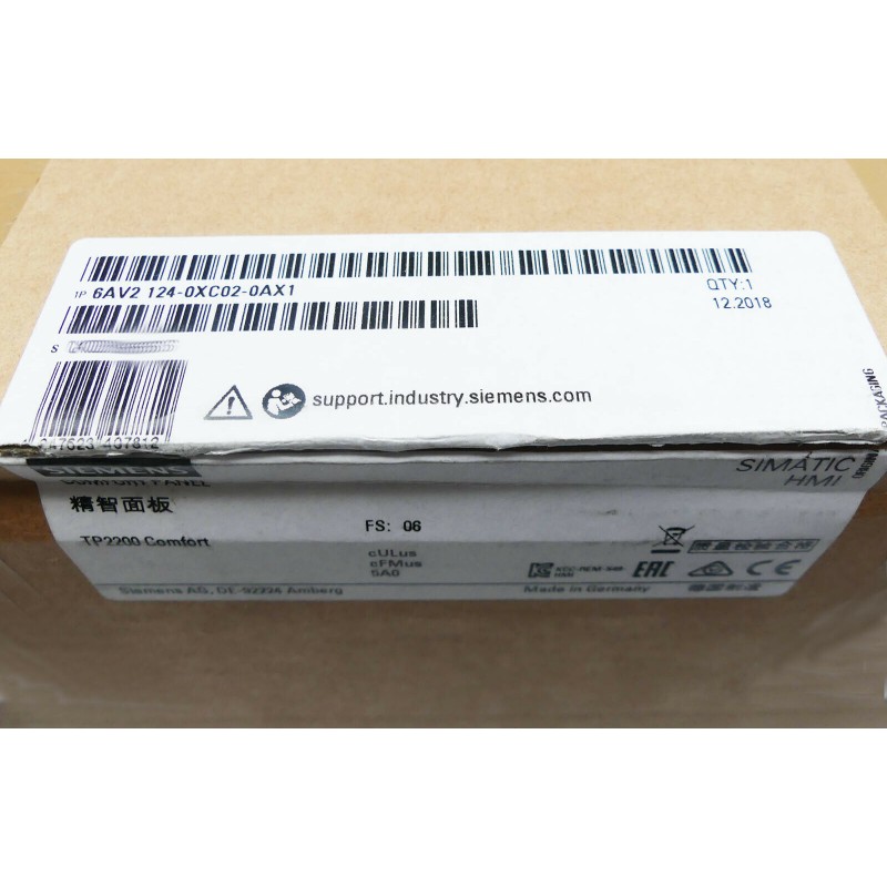 Siemens 6AV2124-0XC02-0AX1 TP2200 Comfort 21.5 Inch TFT HMI Panel | High-Resolution Industrial Touchscreen