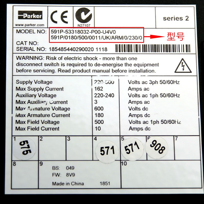 Parker 591P-53338042-A00-U4A0 591P/380A Inverter | High-Performance Industrial Control