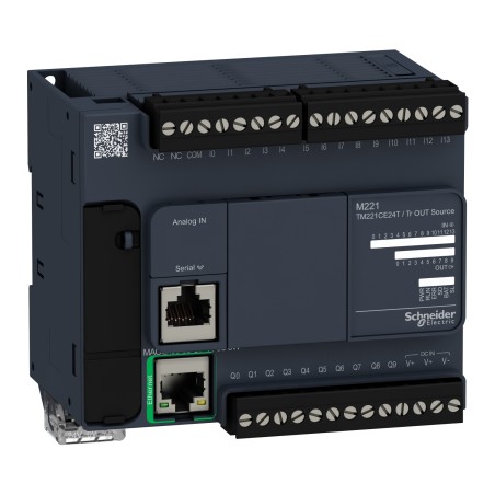 Schneider TM221CE24T Controller M221 – 24 I/O Transistor PNP | Ethernet Connectivity