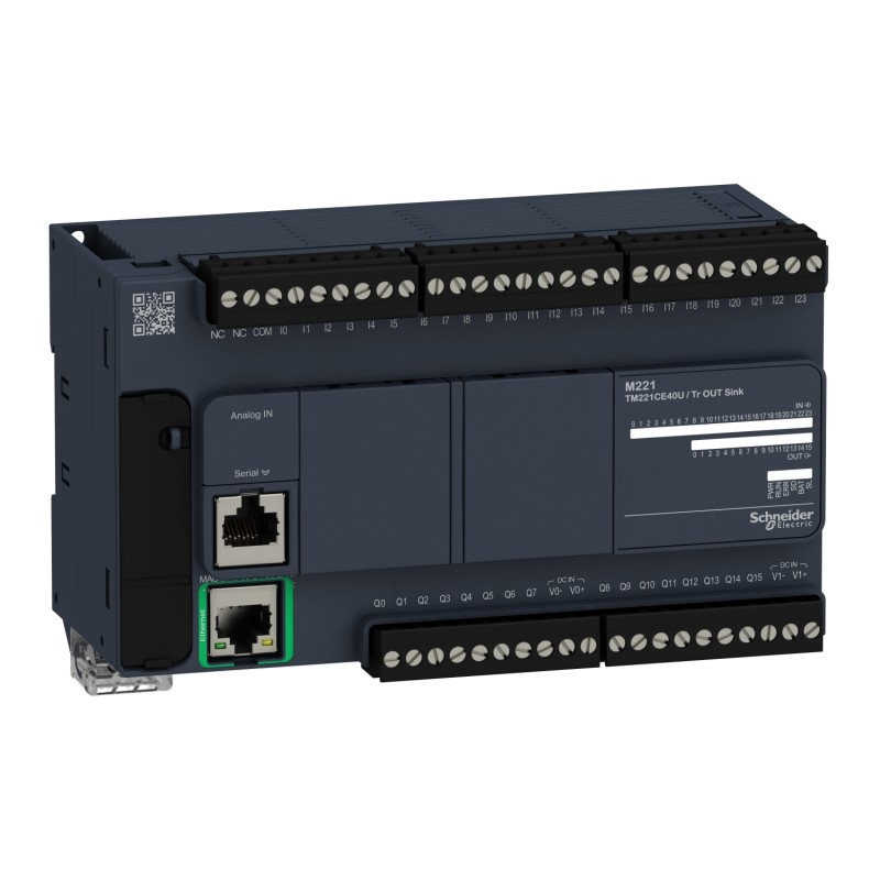 Schneider TM221CE40U Controller | M221-40IO | NPN Transistor Outputs | Ethernet Connectivity