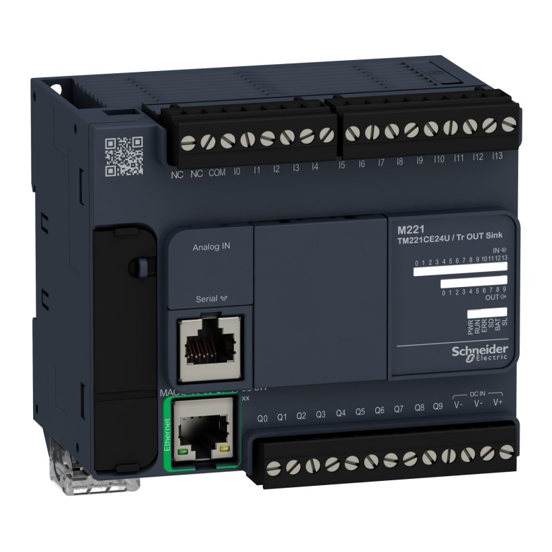 Schneider TM221CE24U Controller M221 - 24 I/O, NPN Transistor Outputs, Ethernet | Industrial PLC