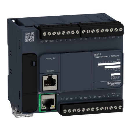 Schneider TM221CE24U Controller M221 - 24 I/O, NPN Transistor Outputs, Ethernet | Industrial PLC