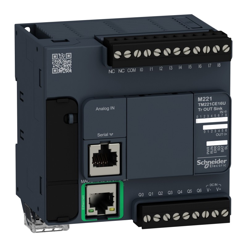 Schneider TM221CE16U Controller M221-16IO | NPN Digital I/O | Ethernet Connectivity