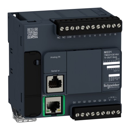 Schneider TM221CE16U Controller M221-16IO | NPN Digital I/O | Ethernet Connectivity