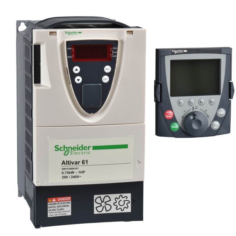 Schneider ATV61H075M3 Variable Speed Drive | 0.75kW 1HP | 200-240V | IP20 Enclosure