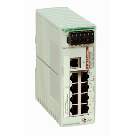 Schneider TCSESB083F23F0 Ethernet TCP/IP Basic Managed Switch | 8 Copper Ports | ConneXium Series