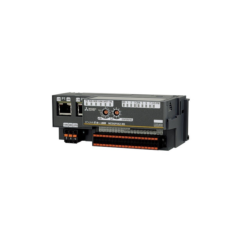 Mitsubishi NZ2GFSS2-8D PLC CC-Link IE Field Safety Remote Digital Input Module | High-Speed Digital Input, Robust Safety Integra